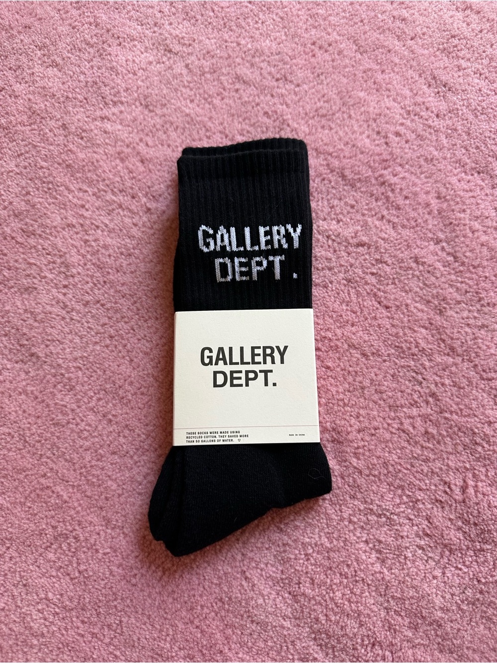Gallery Dept Black Crew Socks with White Logo